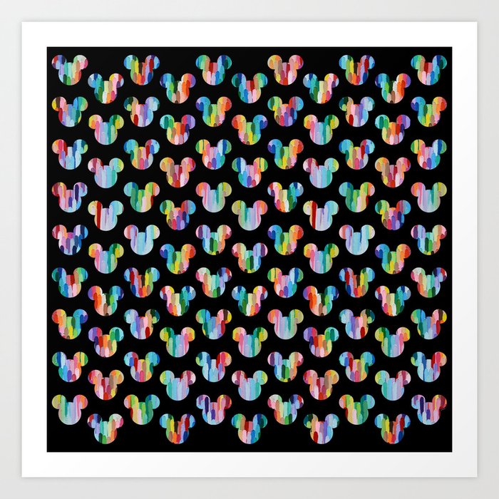 "Polka Mickey Mouse on Black" by Ann Marie Coolick Art Print | Graphic-design, Pattern, Painting, Mickey-and-friends, Mickey-mouse, Mickey, Disney, Walt-disney, Ann-marie-coolick, Mickey-mouse-ears