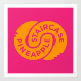 Pineapple Staircase  |  Official Logo in Pink/Orange Art Print