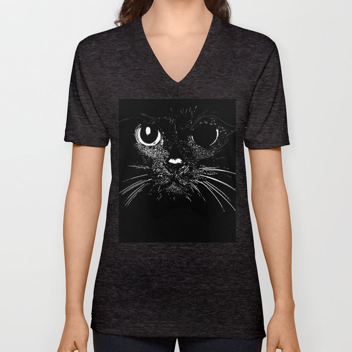 Broken Cat V Neck T Shirt