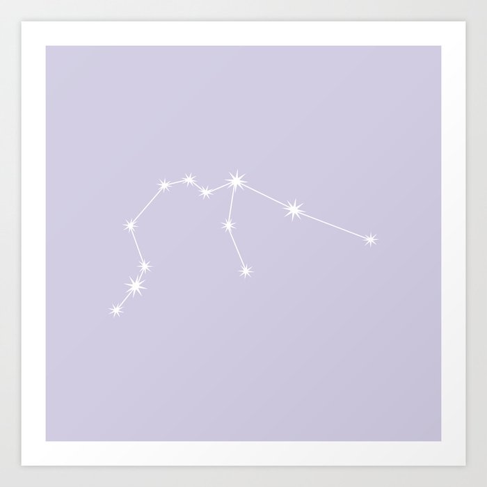 AQUARIUS Lavender Purple - Zodiac Astrology Star Constellation Art Print