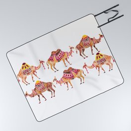 Camel Train Picnic Blanket