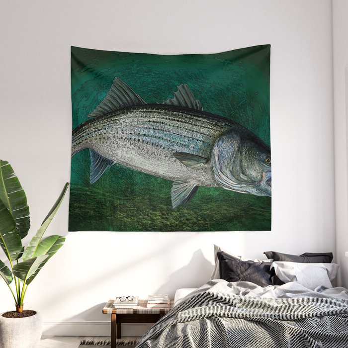 Striped Bass Fishing Art Prints Wall Tapestry