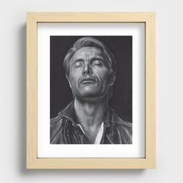 Mads Mikkelsen Pencil Portrait Recessed Framed Print
