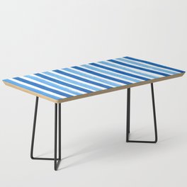 Vertical blue and white striped pattern - watercolor stripes Coffee Table