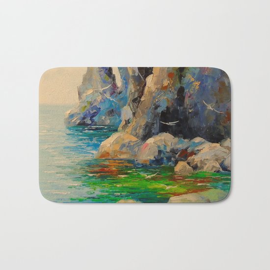 Rocks on the beach Bath Mat
