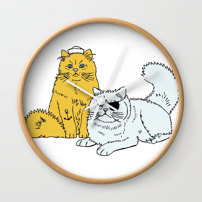 Navy Cats Wall Clock
