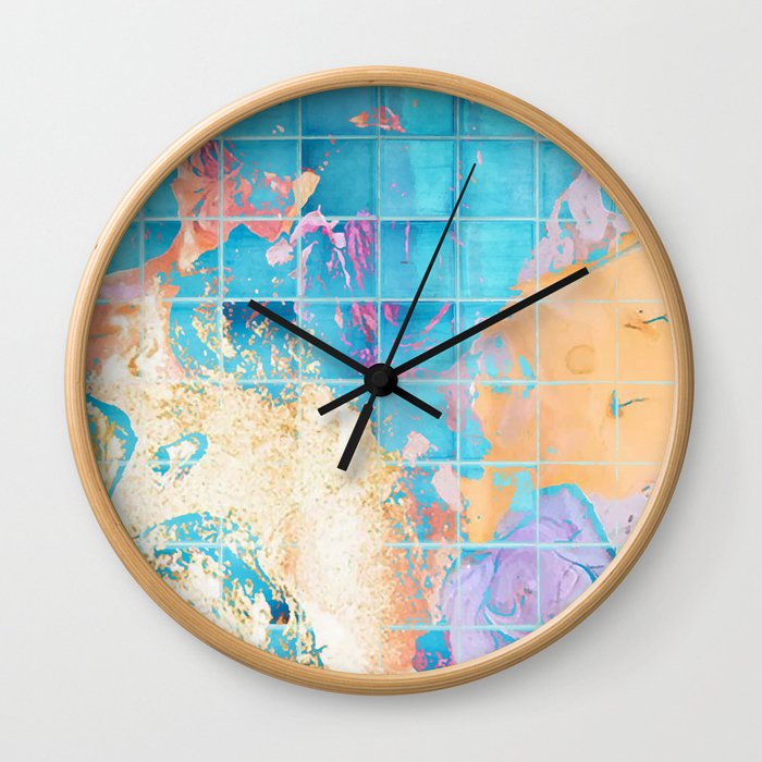 Mosaic Paint Spill V2 #society6 #decor #buyart Wall Clock
