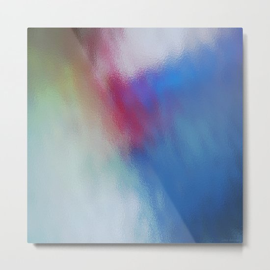 Abstract Square - Blue-Red Metal Print