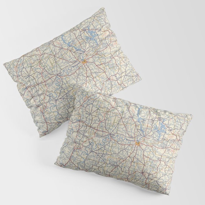 Flat road map of alabama Pillow Sham