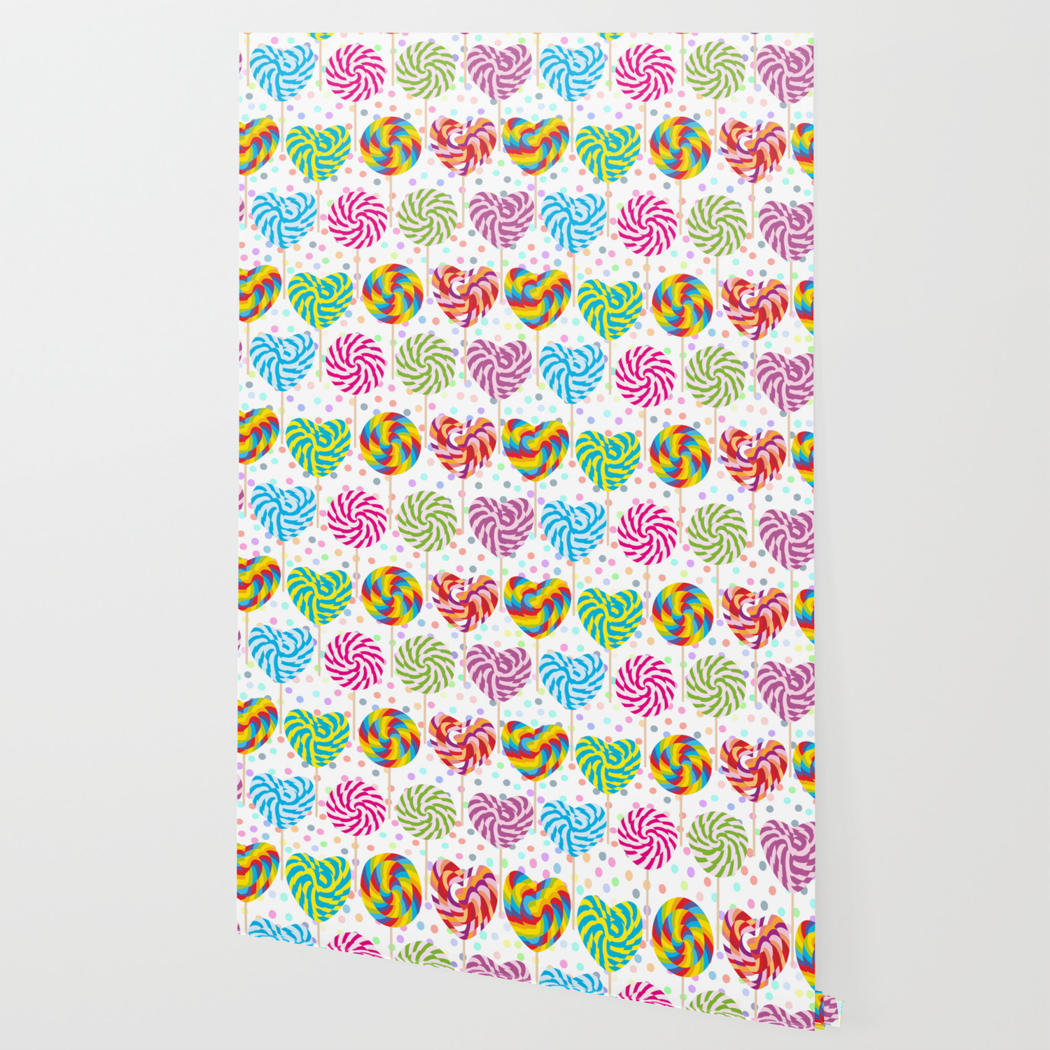 Lollipops Pattern Colorful Spiral Candy Cane With Twisted Design