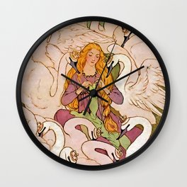 “Wild Swans” Fairy Art by Elenore Abbott Wall Clock