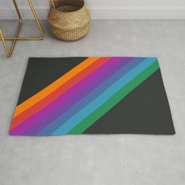 Black & Rainbow Stripe Area & Throw Rug