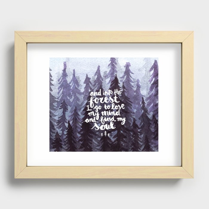 Into the Forest watercolor trees Recessed Framed Print