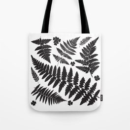 Black and White Ferns Tote Bag