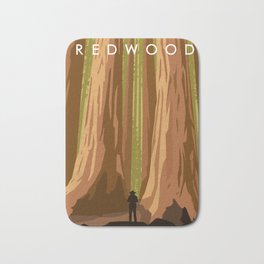 Redwood national park Bath Mat | Camp, Trail, Redwoodtree, Retro, Vintage, Forest, Hiker, Crescent, Redwoodforest, Hike 