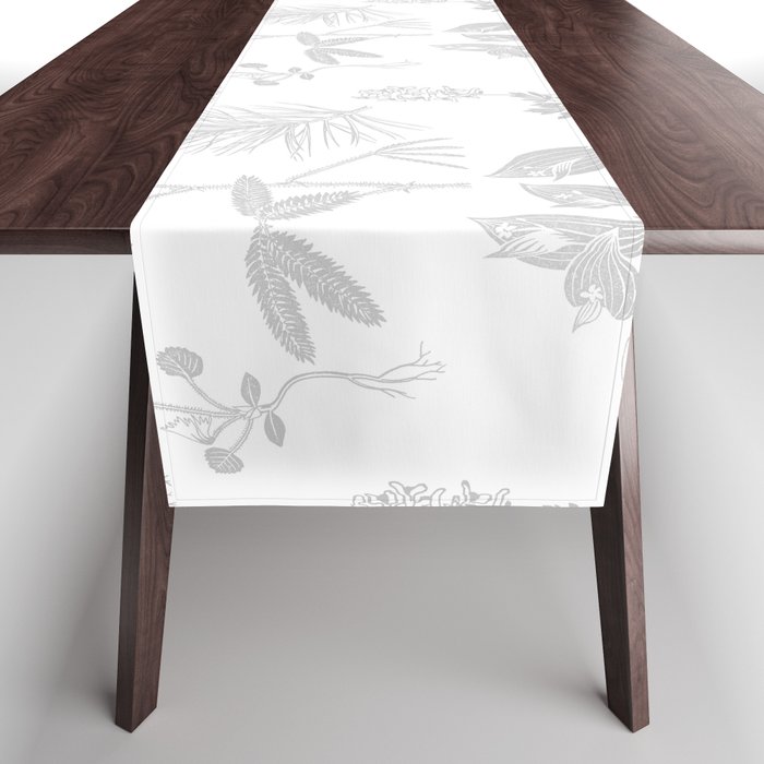 Botanical Pattern in Grey Table Runner