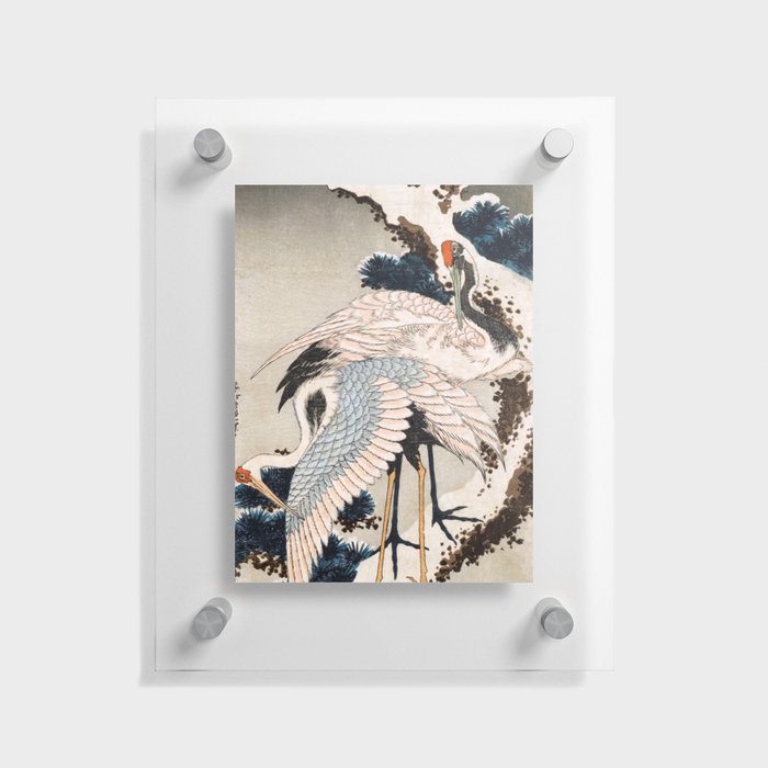 Katsushika Hokusai Two Cranes on a Pine Floating Acrylic Print