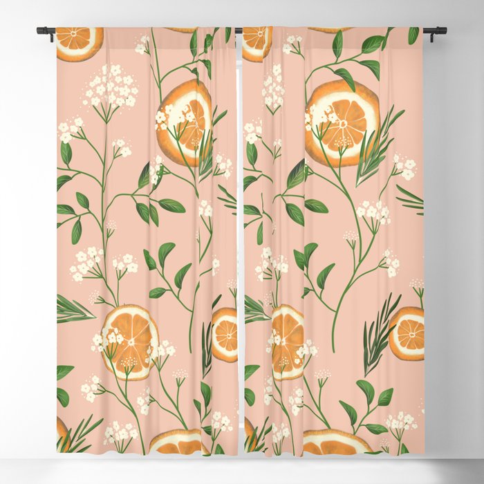 Elderflower & Oranges - Pastel Blackout Curtain