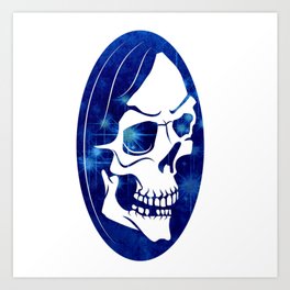 Blue Hooded Skull Art Print
