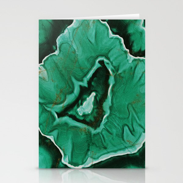 Malachite Marble With Gold Veins Stationery Cards