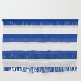 Dark Princess Blue and White Wide Horizontal Cabana Tent Stripe Wall Hanging