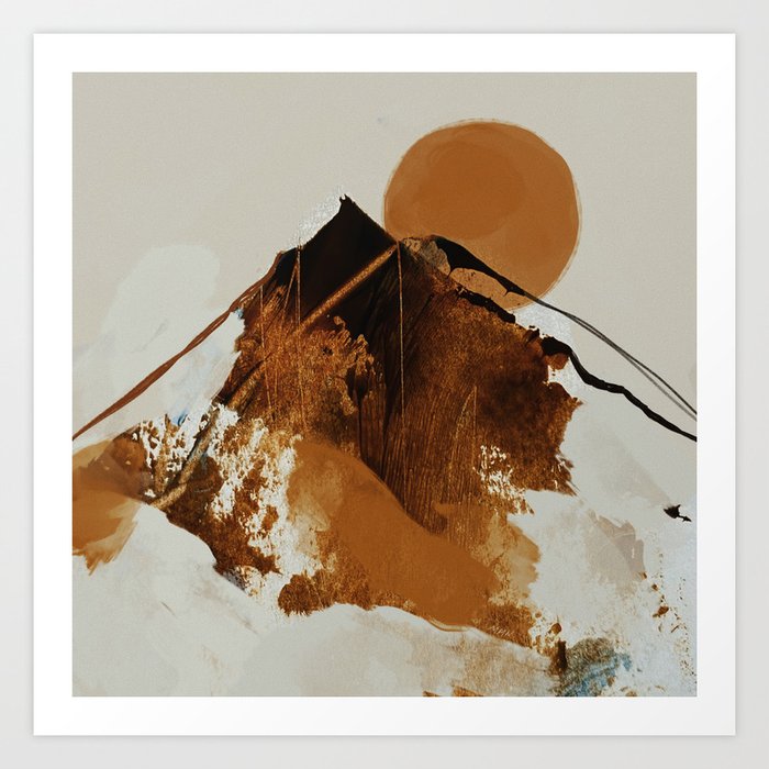 abstract mountains, rustic orange sunrise Art Print by ...