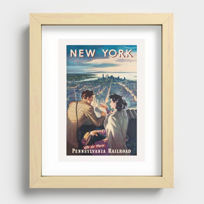 New York Pennsylvania Railroad Vintage Travel Poster 1932 Recessed Framed Print