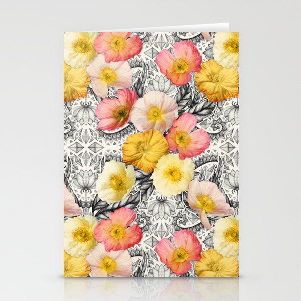 Collage of Poppies and Pattern Stationery Cards