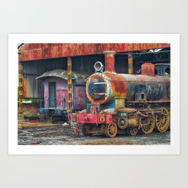 gran machina Art Print | Transport, Rust, Metallic, Colors, Garage, Color, Travel, Machine, Train, Old 