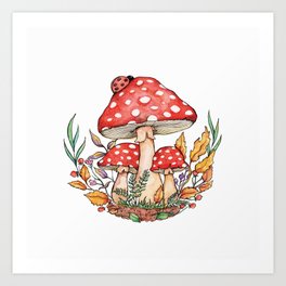 Watercolor Mushrooms Art Print