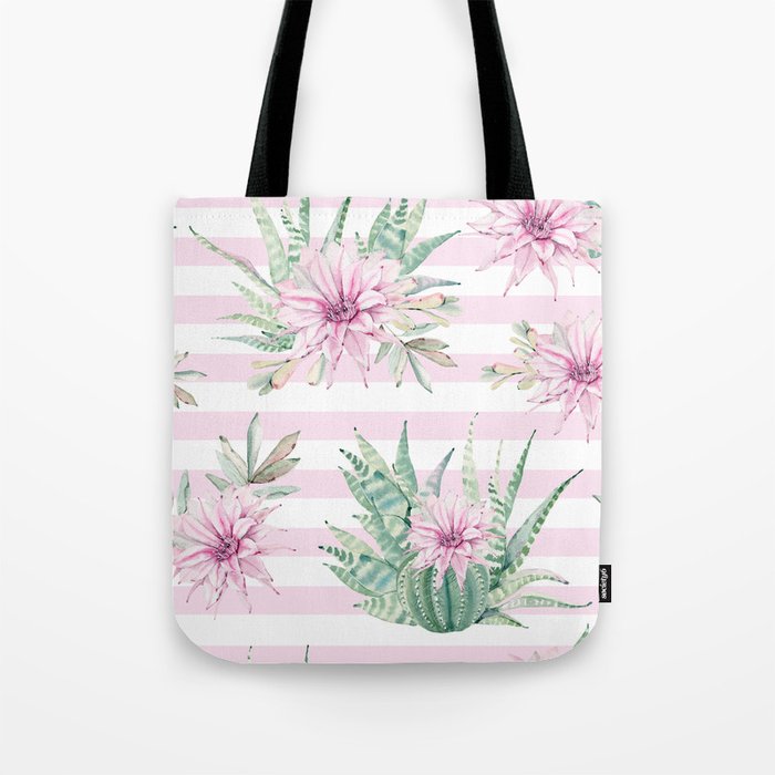 Simply Striped Cactus Desert Rose Pink Tote Bag