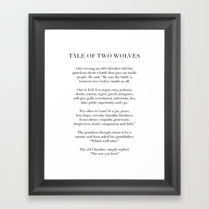 The Tale of Two Wolves Framed Art Print