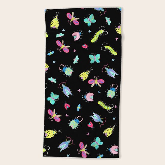 Neon Bugs Beach Towel