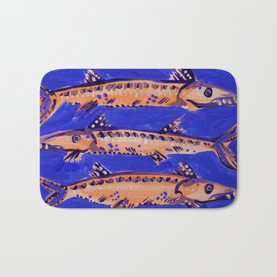 Barracuda on Blue Bath Mat