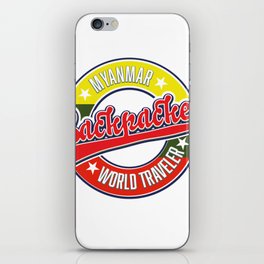 Myanmar backpacker world traveler logo. iPhone Skin