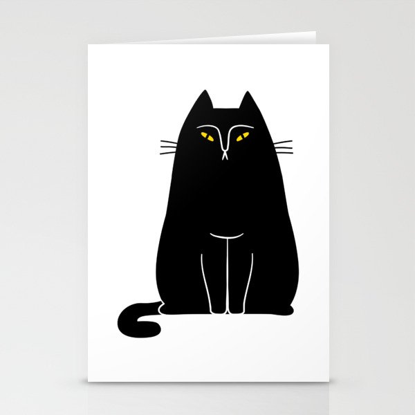Creepy black cat cartoon animal illustration Stationery Cards