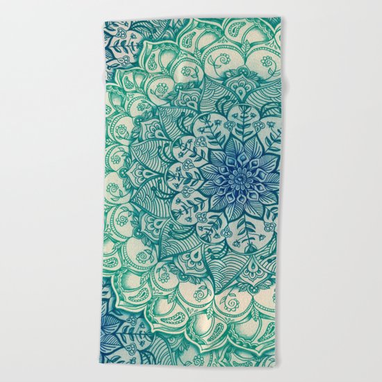 Emerald Doodle Beach Towel