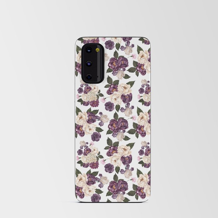 Watercolor Plum Purple Hydrangea Peony Floral Pattern Android Card Case