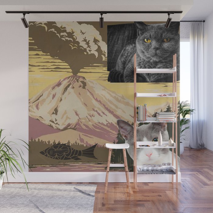 Mountain Wildcat Fish Design Wall Mural