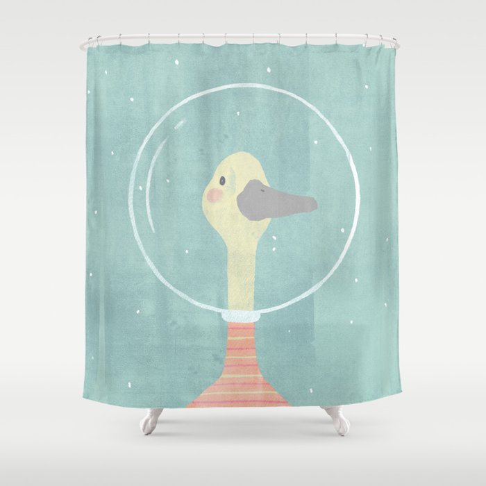 Space Goose (pastels) Shower Curtain