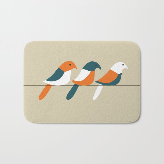 Birds on wire Bath Mat