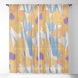 Scandinavian floral pattern watercolor Sheer Curtain