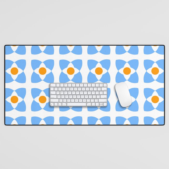 square and circle 11 orange and blue Desk Mat