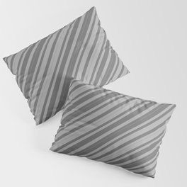 [ Thumbnail: Dark Grey and Dim Grey Colored Lined/Striped Pattern Pillow Sham ]