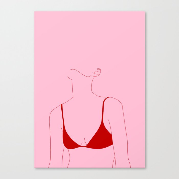 Pink and red fashion illustration - Courtney Canvas Print