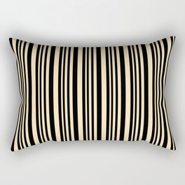 [ Thumbnail: Black & Beige Colored Pattern of Stripes Rectangular Pillow ]