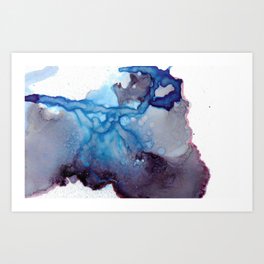 Blue and Purple Ink Art Print