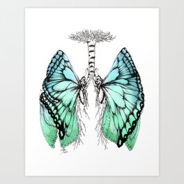 Butterfly Lungs Blue Green Art Print