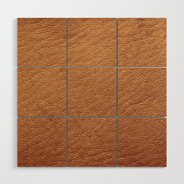 Modern Brown Gold Leather Collection Wood Wall Art