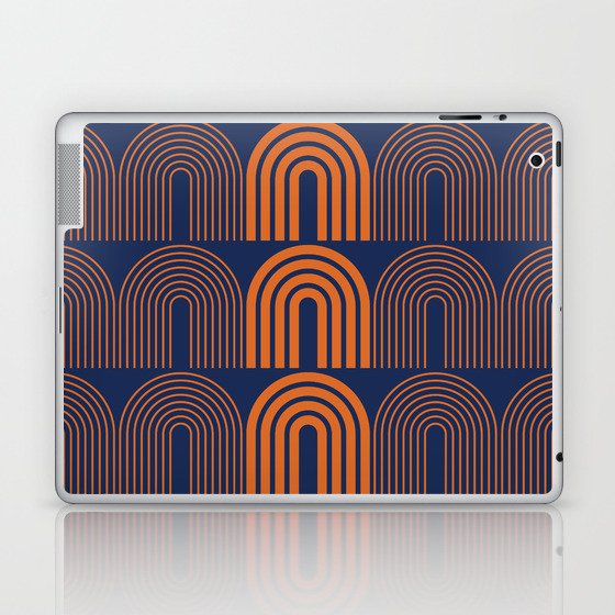Geometric Shape Patterns 11 in Navy Blue Orange (Rainbow) Laptop & iPad Skin